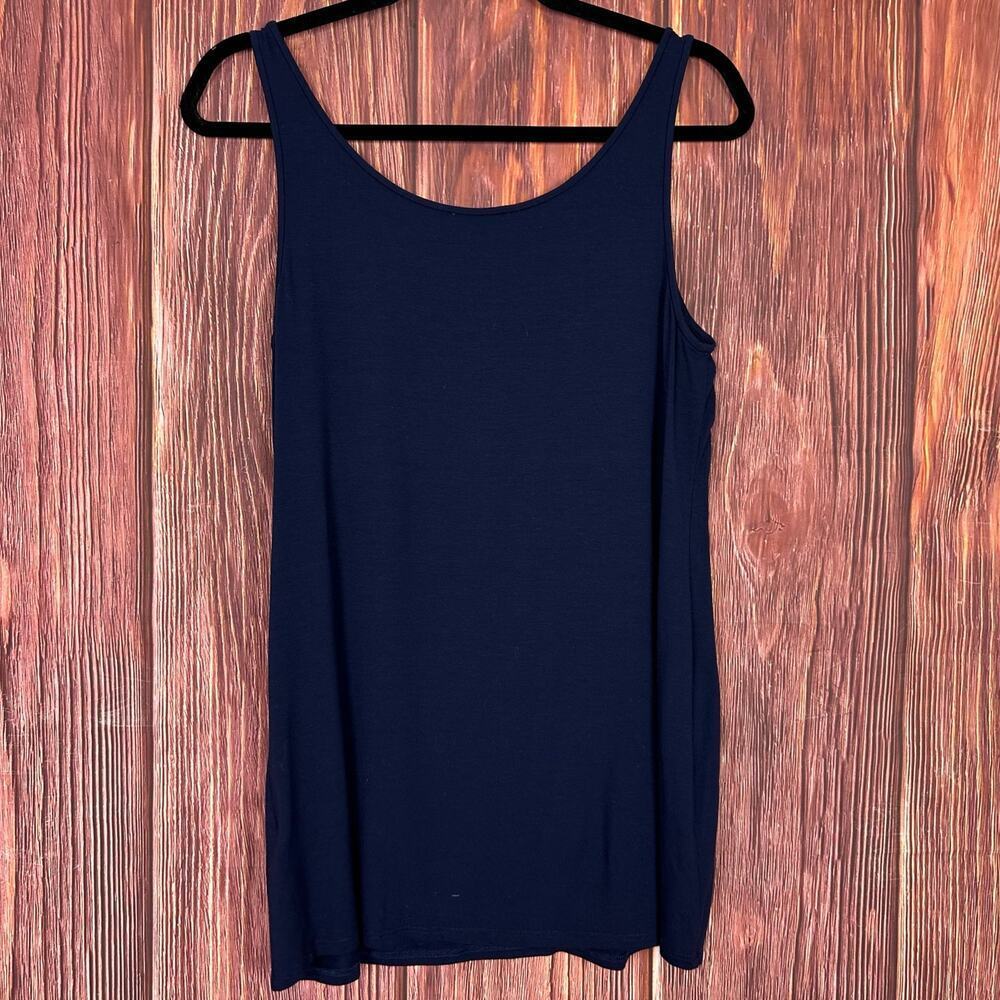Eileen Fisher Womens Navy Blue Basic Tank Top Staple Stretch Size Small S - Picture 2 of 5